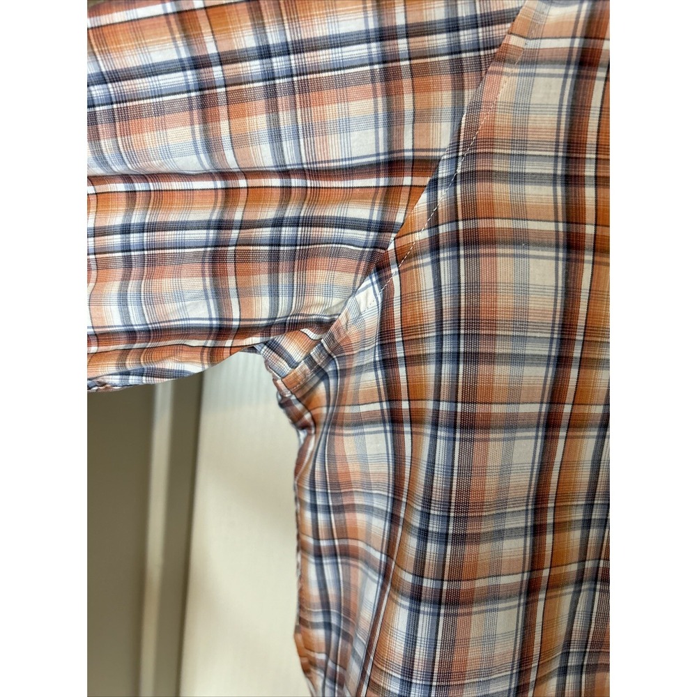Banana Republic men's XL Shirt orange gray white plaid long sleeve - Picture 6 of 12